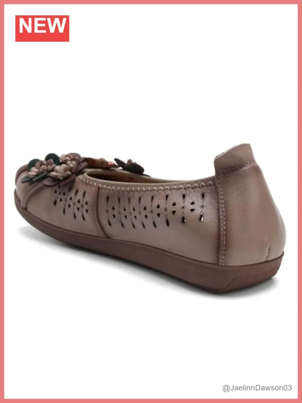 Women's Cut Out Leather Slip-On Loafers Non Slip Breathable Square Toe Walking